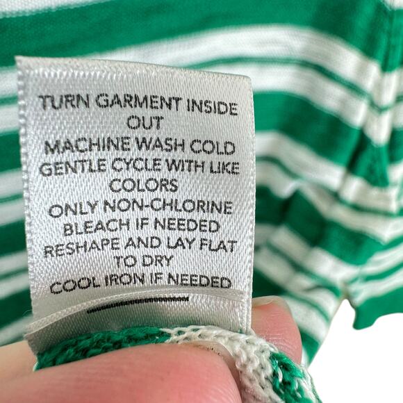 Christopher & Banks NWT Green White Striped Lightweight 3/4 Sleeve Sweater PXL - Picture 7 of 7